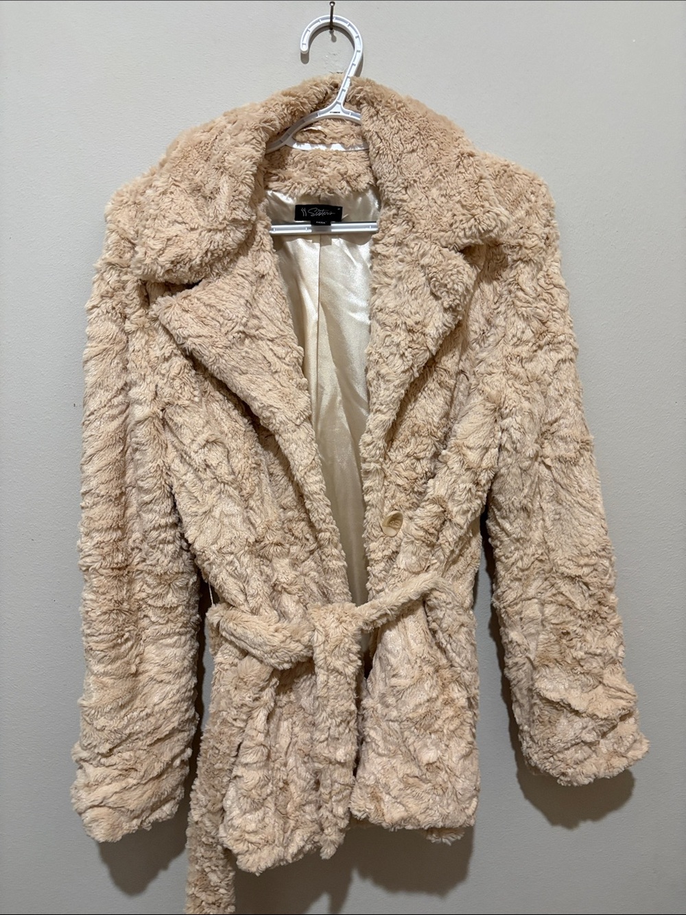 Two Sisters Plush Belted faux fur coat